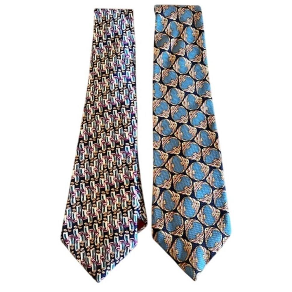 Vintage Hardy Amies Silk Ties – Set of 2 Geometric & Abstract Patterns